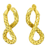Bottega Veneta 1990's 18 Karat Yellow Gold Woven Twist Torcello Vintage Earrings Wilson's Estate Jewelry