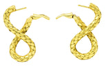 Bottega Veneta 1990's 18 Karat Yellow Gold Woven Twist Torcello Vintage Earrings Wilson's Estate Jewelry