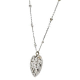 Black Starr & Frost Art Deco 1.60 CTW Diamond Carved Rock Crystal Platinum Floral Heart Antique Pendant Necklace Wilson's Estate Jewelry