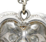 Black Starr & Frost Art Deco 1.60 CTW Diamond Carved Rock Crystal Platinum Floral Heart Antique Pendant Necklace Wilson's Estate Jewelry