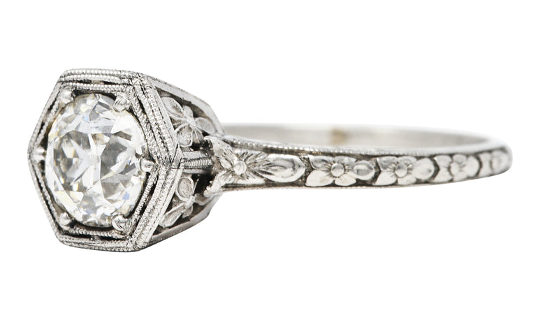 1930's Traub 1.02 CTW Diamond Platinum Orange Blossom Engagement RingRing - Wilson's Estate Jewelry