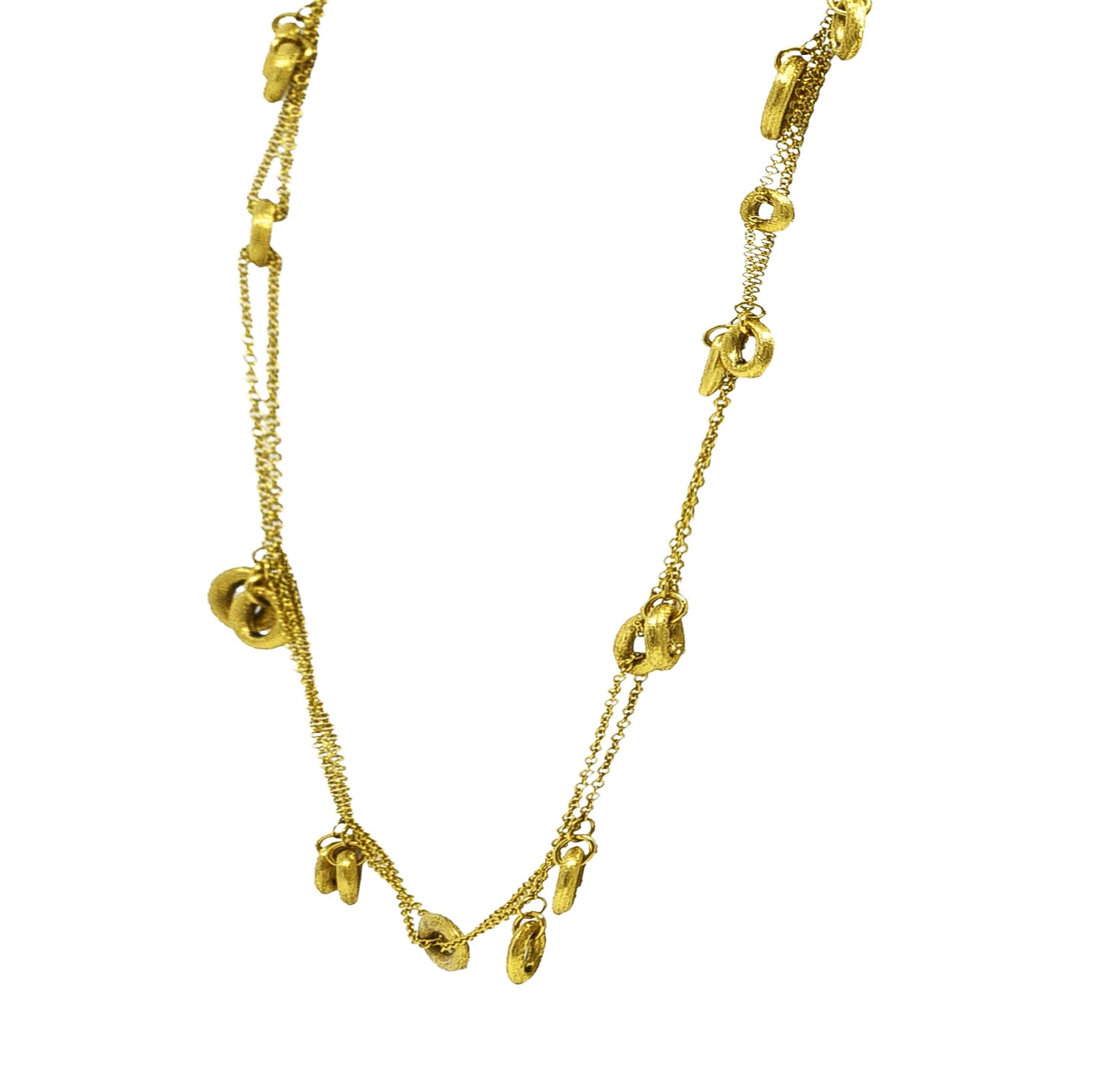 Nanis Contemporary 18 Karat Yellow Gold Brushed Olga Chain Necklace Wilson's Estate Jewelry