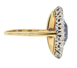 Edwardian 5.79 CTW No Heat Ceylon Sapphire Diamond Platinum 14 Karat Halo Ring