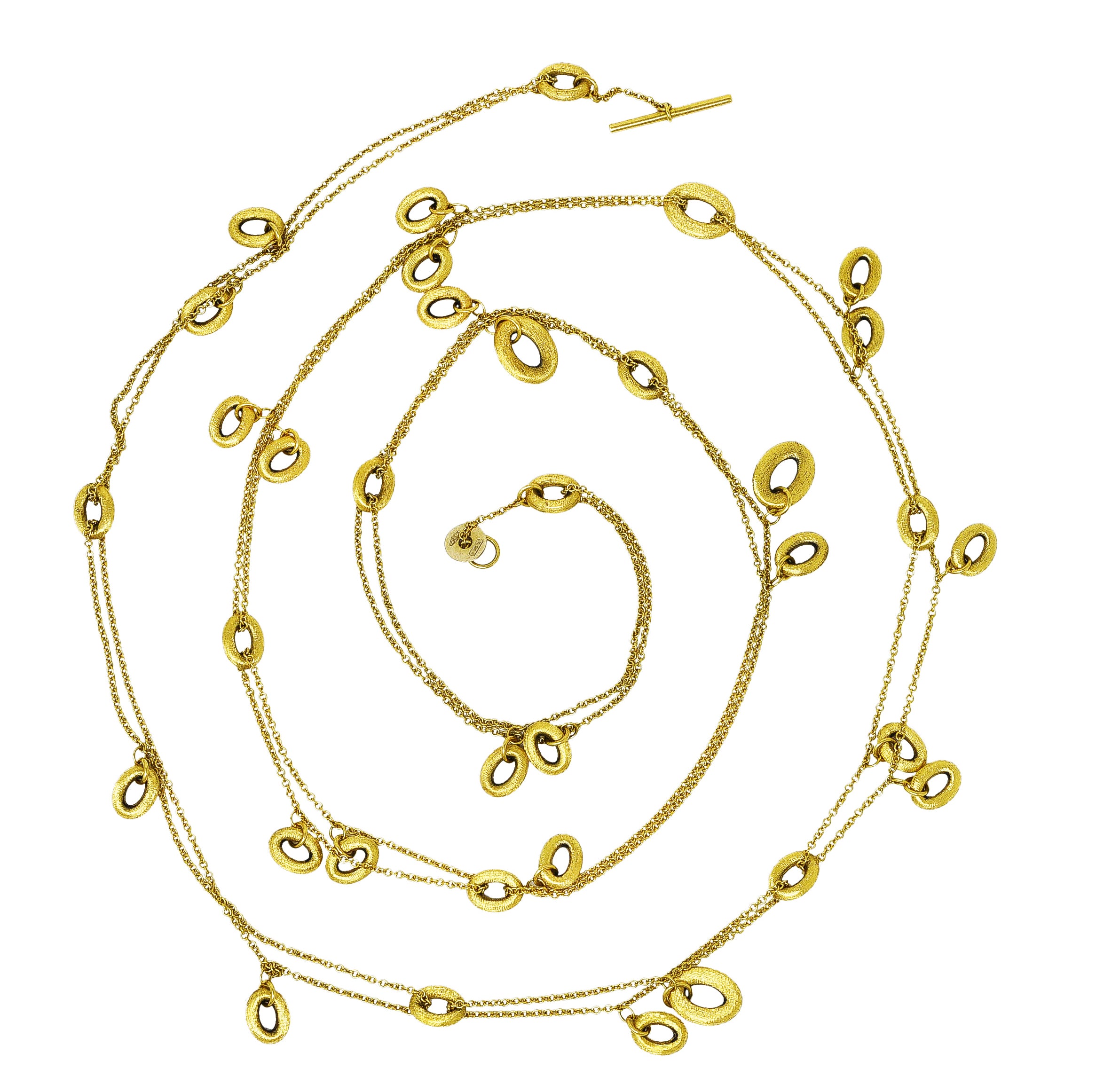 Nanis Contemporary 18 Karat Yellow Gold Brushed Olga Chain Necklace Wilson's Estate Jewelry