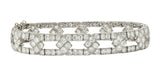 Art Deco 11.18 CTW Diamond Platinum Chain Link Motif Vintage Strap Bracelet