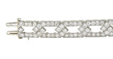 Art Deco 11.18 CTW Diamond Platinum Chain Link Motif Vintage Strap Bracelet