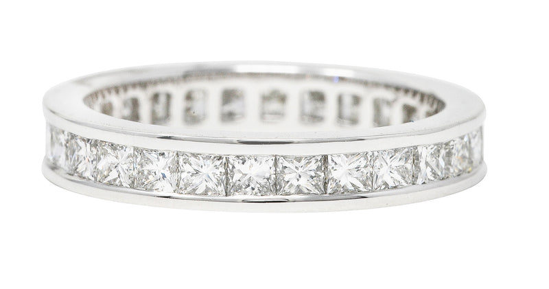Contemporary 2.00 CTW Princess Cut Diamond Platinum Eternity Channel Band Ring Wilson's Estate Jewelry