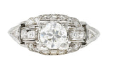 Katz & Ogush Art Deco 0.80 CTW Diamond Platinum Buckle Engagement Ring Wilson's Estate Jewelry