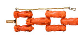Early Victorian Carved Coral 14 Karat Gold Animal Link Antique Bracelet