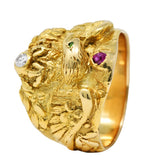 1890 Victorian Diamond Ruby 14 Karat Gold Eagle RingRing - Wilson's Estate Jewelry