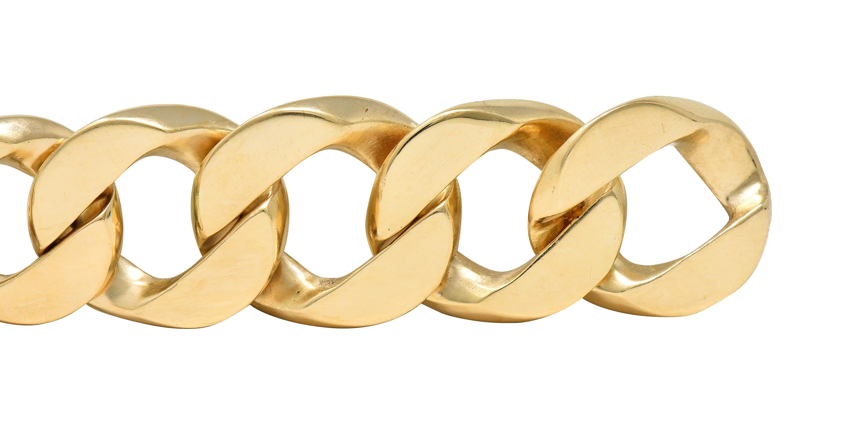Cartier 1960's Diamond Platinum 14 Karat Yellow Gold Curb Link Bracelet