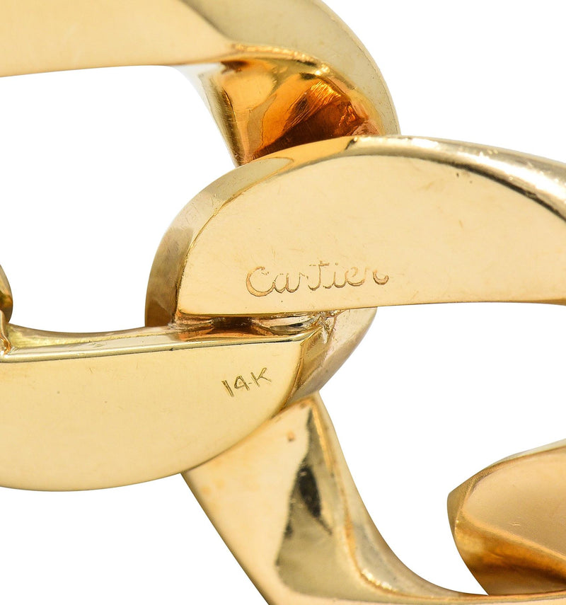 Cartier 1960's Diamond Platinum 14 Karat Yellow Gold Curb Link Bracelet