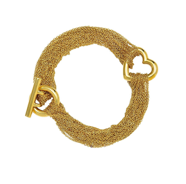 Tiffany & Co. 1990 18 Karat Yellow Gold Heart Mesh Vintage Toggle Bracelet