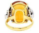 Vintage Citrine Diamond 18 Karat Yellow Gold Platinum Gemstone Ring Wilson's Estate Jewelry