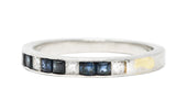 Vintage 0.75 CTW Sapphire Diamond Platinum Channel Band RingRing - Wilson's Estate Jewelry