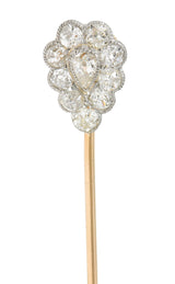 Edwardian Diamond Platinum 14 Karat Yellow Gold Antique Pear Stickpin