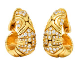 Bulgari 1989 2.04 CTW Diamond 18 Karat Yellow Gold Parentesi Vintage J-Hoop Ear-Clip Earrings Wilson's Estate Jewelry
