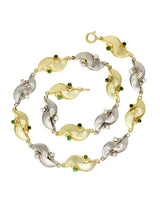 Retro Diamond Demantoid Garnet 14 Karat Two-Tone Gold Link NecklaceNecklace - Wilson's Estate Jewelry