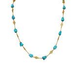 Late Victorian Turquoise 14 Karat Gold Station Necklace Circa 1900Necklace - Wilson's Estate Jewelry