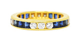 3.00 CTW Diamond Sapphire 18 Karat Yellow Gold Eternity Channel Band Ring Wilson's Estate Jewelry