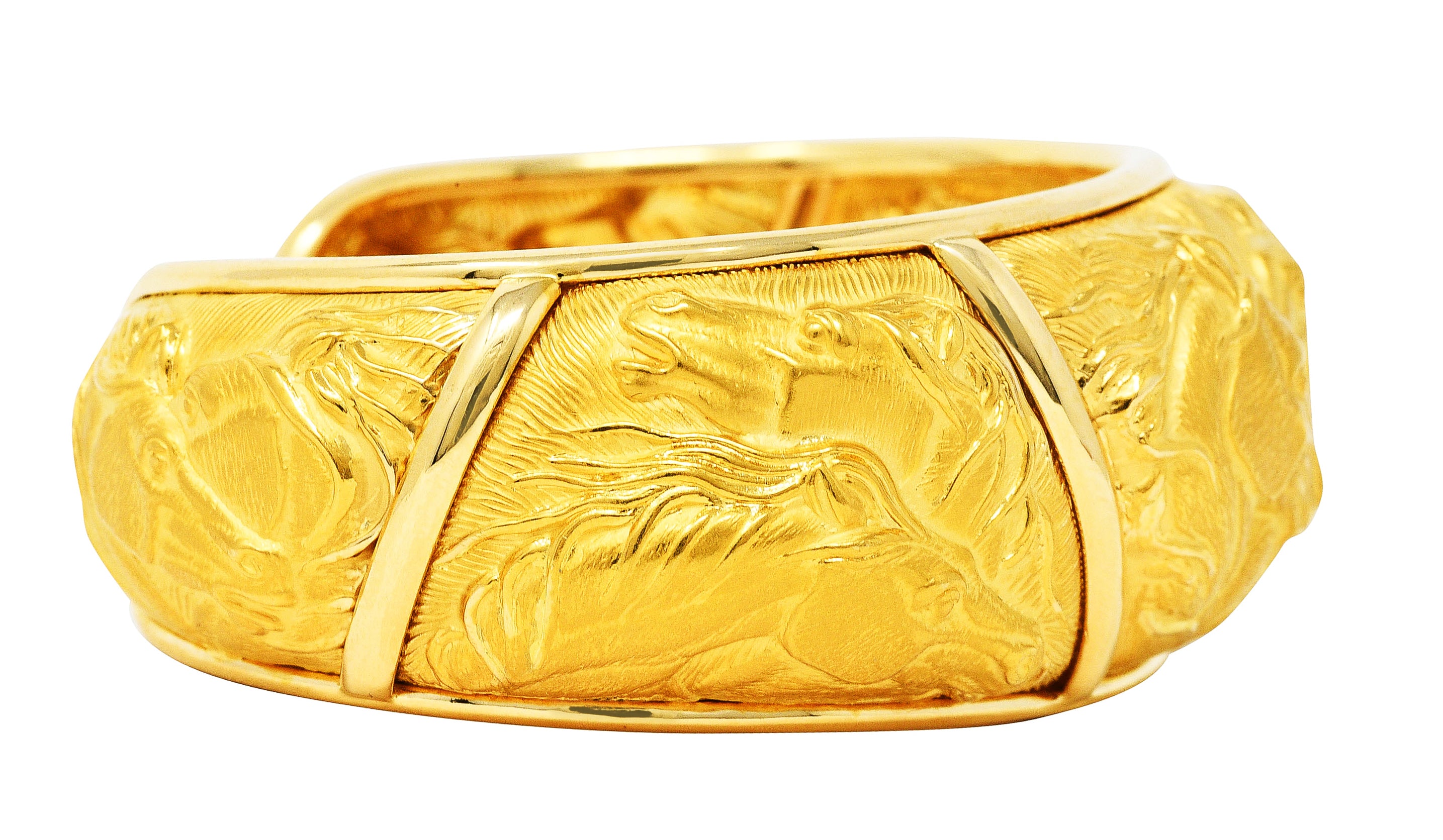 Carrera y Carrera 18 Karat Yellow Gold Ecuestre Horse Cuff BraceletBracelet - Wilson's Estate Jewelry