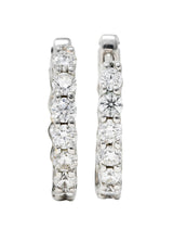 Modern 1.50 CTW Diamond 18 Karat White Gold 17 MM Huggie Hoop EarringsEarrings - Wilson's Estate Jewelry