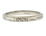 Art Deco 14 Karat White Gold Orange Blossom Vintage Wedding Band Ring