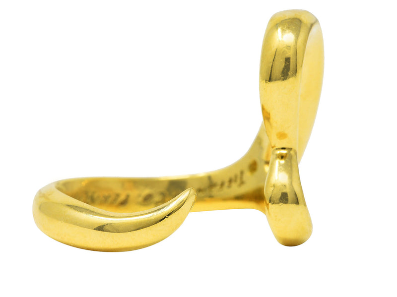 Elsa Peretti Tiffany & Co. 18 Karat Yellow Gold Open Heart Vintage Ring Wilson's Estate Jewelry