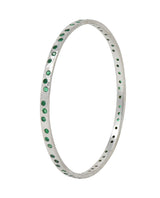 Contemporary 2.70 CTW Emerald 14 Karat White Gold Hammered Bangle Bracelet