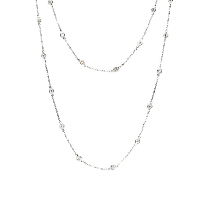Contemporary 2.60 CTW Diamond 18 Karat White Gold By The Yard 41 IN Long Station Necklace Wilson's Estate Jewelry