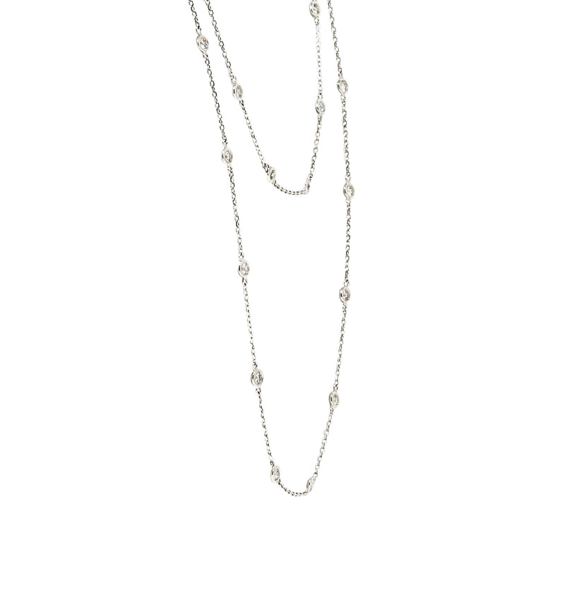 Contemporary 2.60 CTW Diamond 18 Karat White Gold By The Yard 41 IN Long Station Necklace Wilson's Estate Jewelry