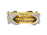 Schlumberger Tiffany & Co. Diamond Platinum 18 Karat Gold X BandRing - Wilson's Estate Jewelry