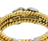 Schlumberger Tiffany & Co. Diamond Platinum 18 Karat Gold X BandRing - Wilson's Estate Jewelry