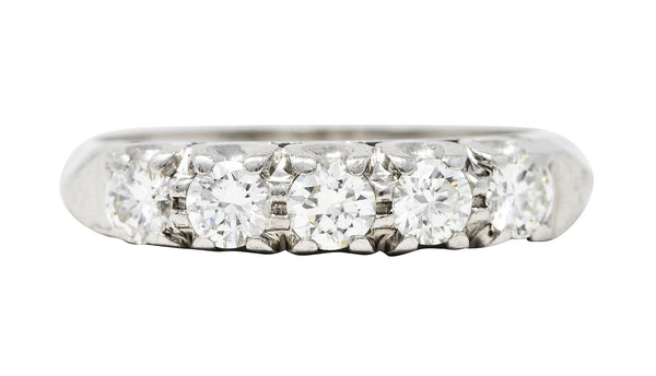 1950's Mid-Century 0.50 CTW Diamond Platinum Five Stone Fishtail Band RingRing - Wilson's Estate Jewelry