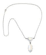 Art Deco Old Mine Diamond Moonstone Platinum Drop Antique Station Necklace Wilson's Estate Jewelry