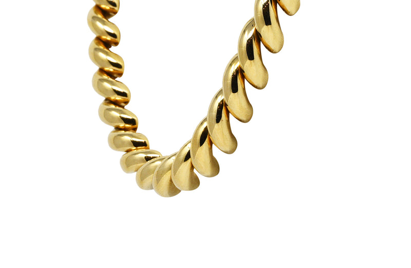 Tiffany & Co. 1960's Modernist 14 Karat Yellow Gold Twist Link Vintage Chain Necklace Wilson's Estate Jewelry