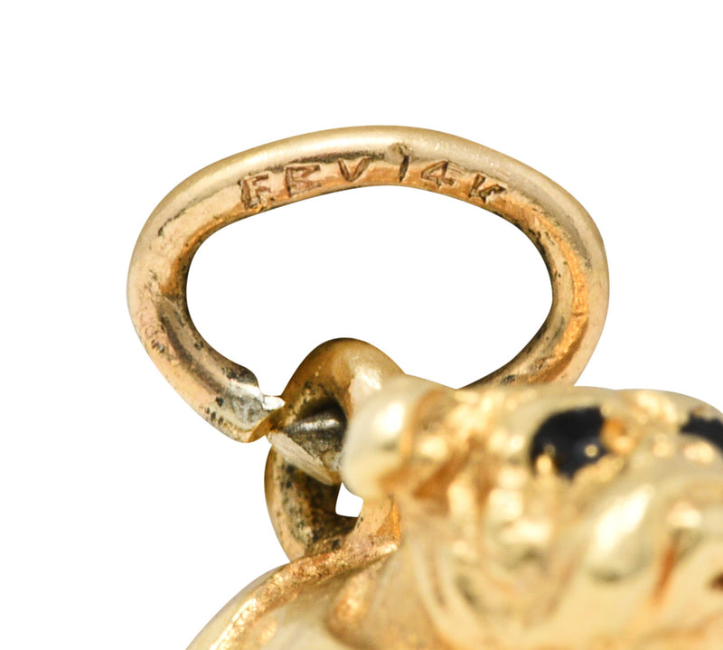 Retro Yale 14 Karat Yellow Gold Bulldog Charmcharm - Wilson's Estate Jewelry