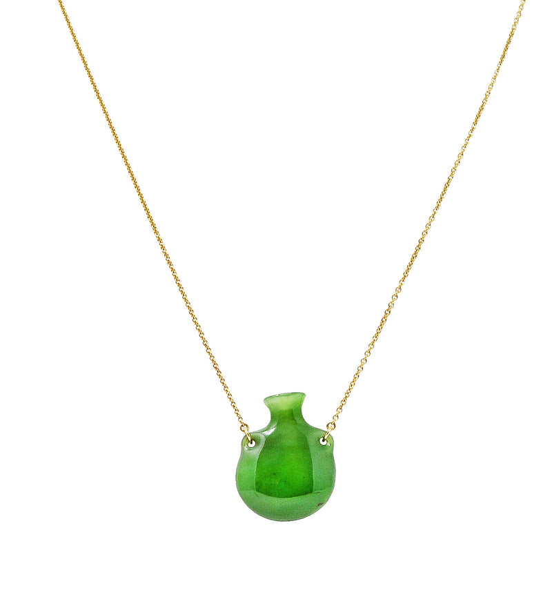Elsa Peretti Tiffany & Co. Nephrite Jade 18 Karat Gold Bottle NecklaceNecklace - Wilson's Estate Jewelry
