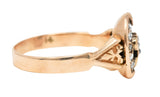 Victorian Rose Cut Diamond 14 Karat Two-Tone Gold Clover Horseshoe Band Ring Wilson's Estate Jewelry