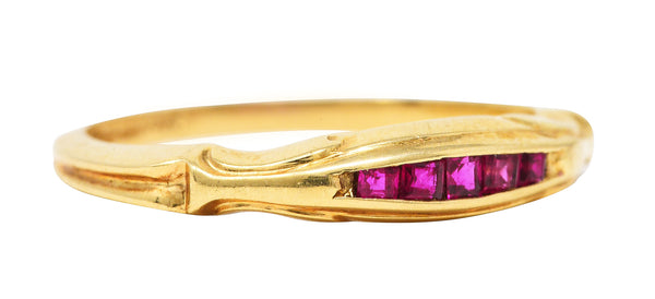 Wood & Sons Art Deco Ruby 14 Karat Yellow Gold Channel Stacking Band Ring Wilson's Estate Jewelry