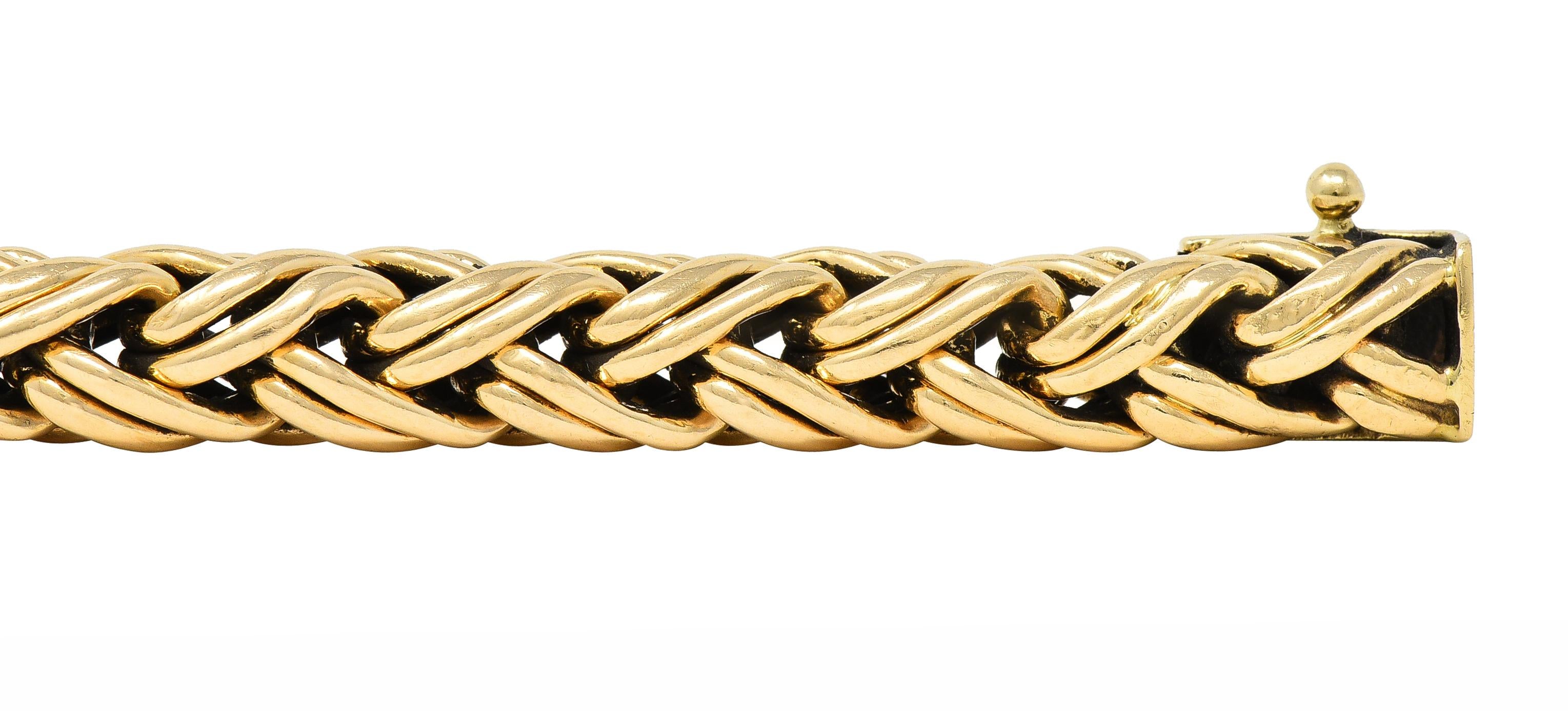 Tiffany & Co. 1990's 14 Karat Yellow Gold Russian Weave Vintage Chain Bracelet