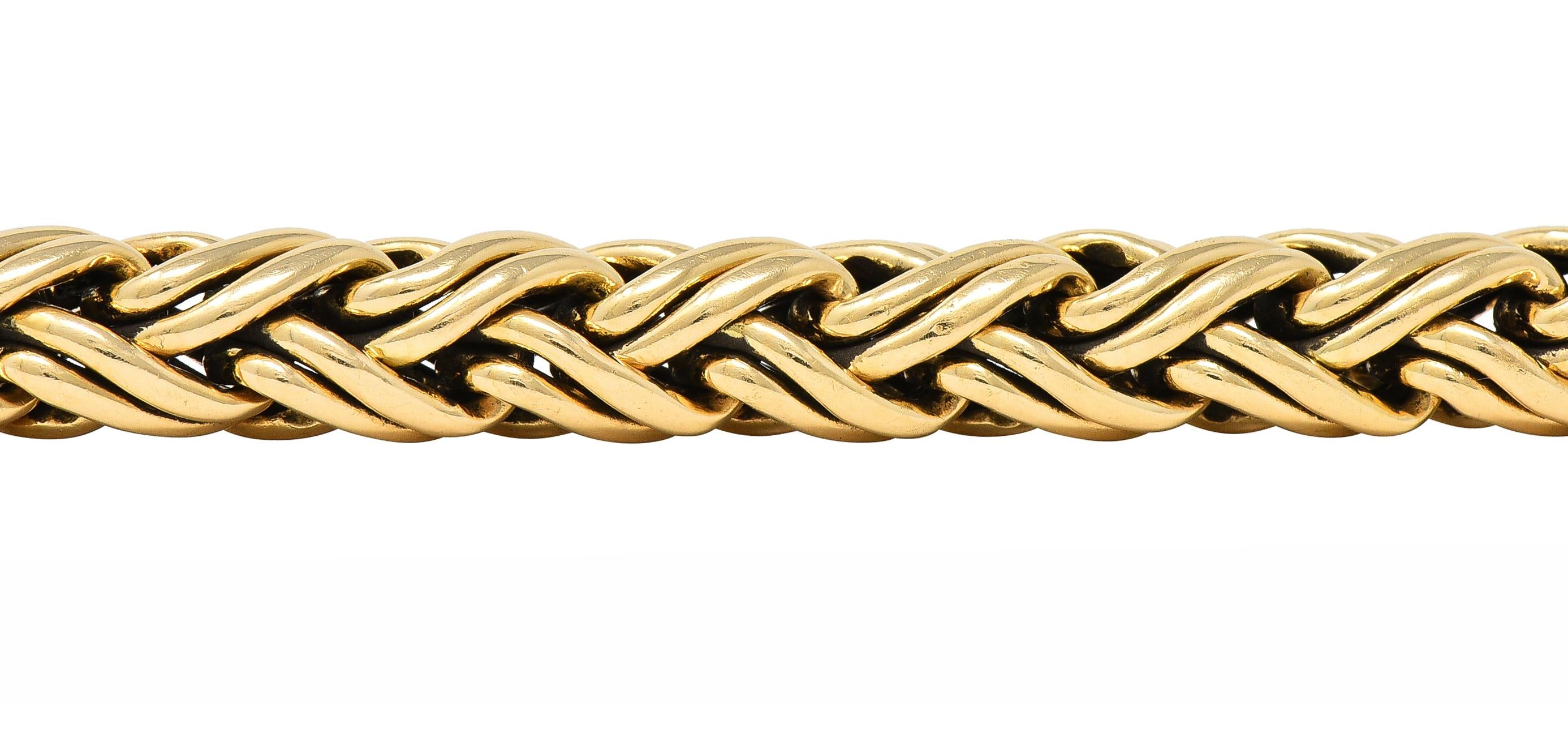 Tiffany & Co. 1990's 14 Karat Yellow Gold Russian Weave Vintage Chain Bracelet