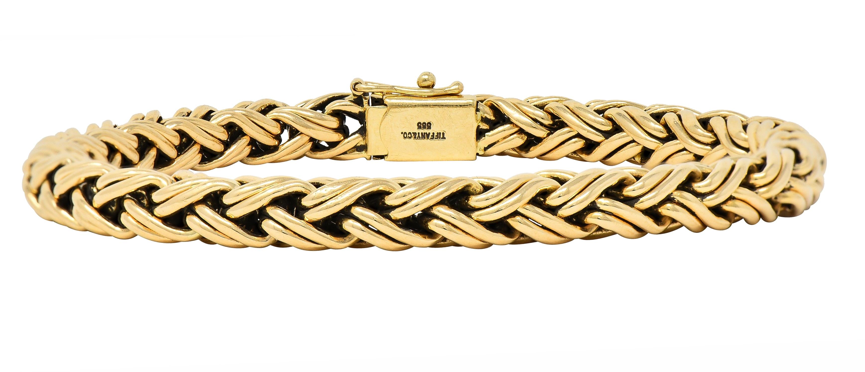Tiffany & Co. 1990's 14 Karat Yellow Gold Russian Weave Vintage Chain Bracelet