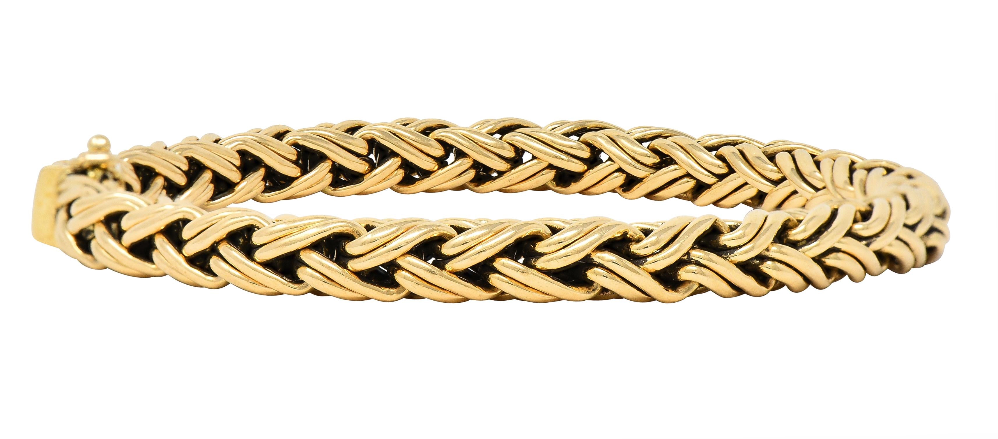 Tiffany & Co. 1990's 14 Karat Yellow Gold Russian Weave Vintage Chain Bracelet