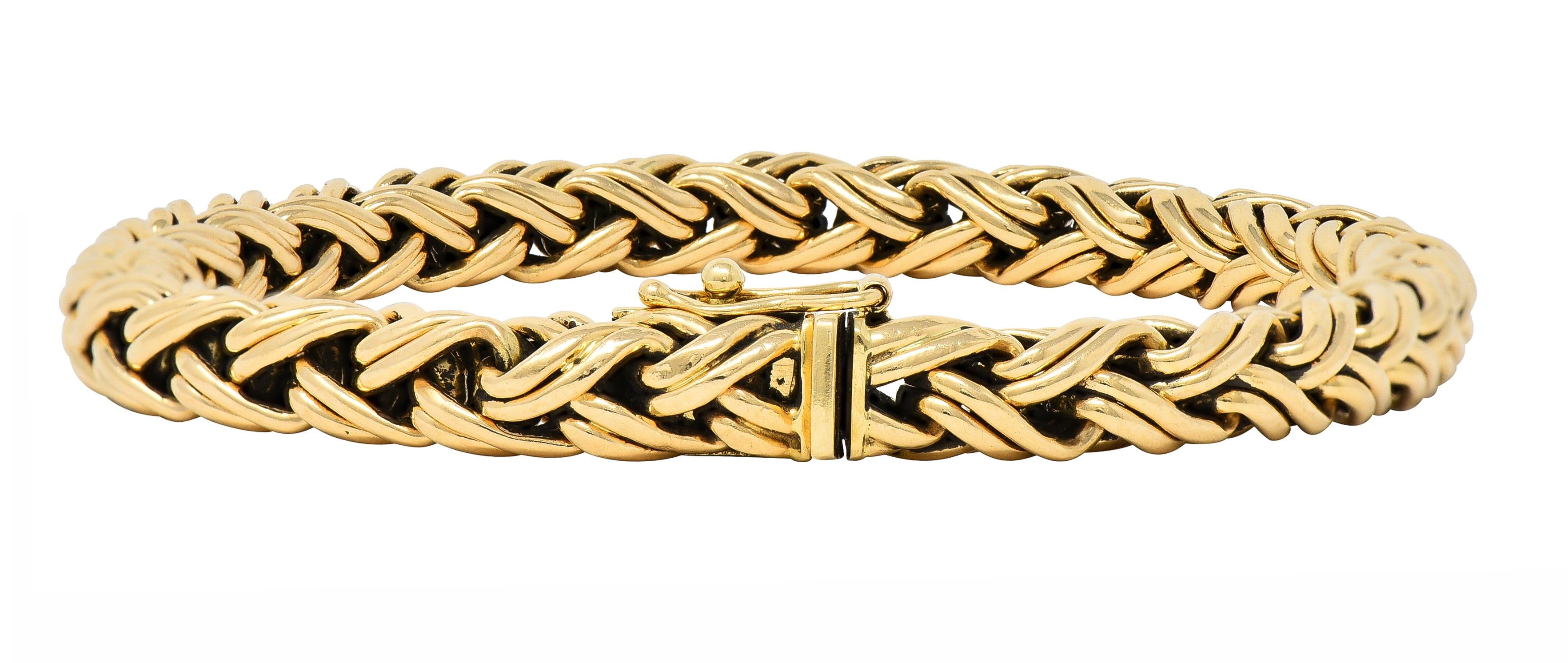 Tiffany & Co. 1990's 14 Karat Yellow Gold Russian Weave Vintage Chain Bracelet