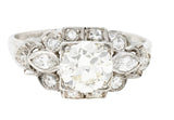 1930's Art Deco 1.30 CTW Diamond Platinum Geometric Engagement Ring Wilson's Estate Jewelry