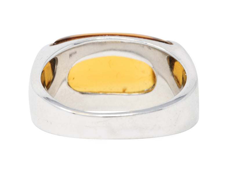 Bulgari Citrine 18 Karat White Gold Tronchetto Gemstone Band RingRing - Wilson's Estate Jewelry