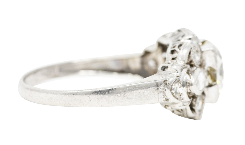1930's Art Deco 1.30 CTW Diamond Platinum Geometric Engagement Ring Wilson's Estate Jewelry