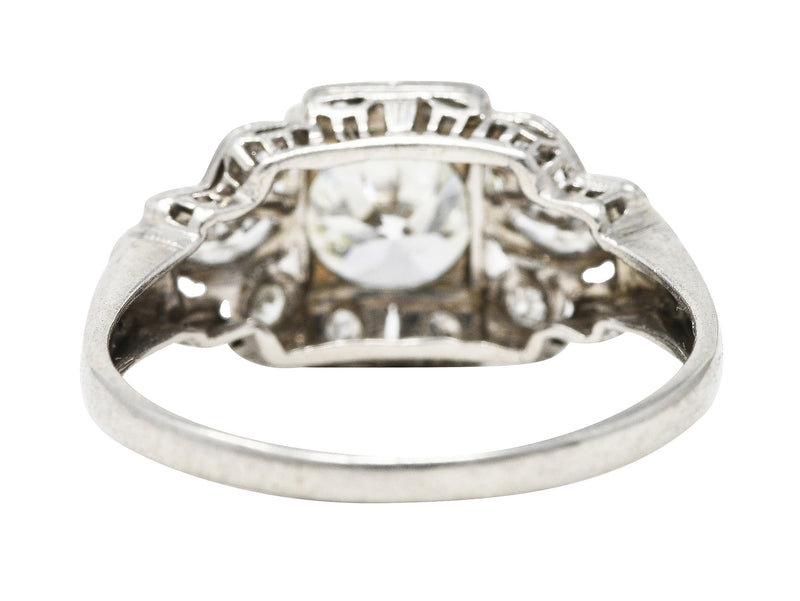 1930's Art Deco 1.30 CTW Diamond Platinum Geometric Engagement Ring Wilson's Estate Jewelry