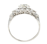 1930's Art Deco 1.30 CTW Diamond Platinum Geometric Engagement Ring Wilson's Estate Jewelry